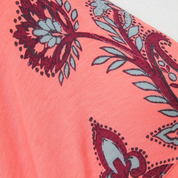 Free People Maui Wowie Coral Printed Kaftan Top - Picture 5 of 8